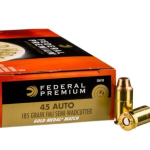 1000 Rounds of .45 ACP Ammo by Federal Gold Medal Match – 185gr FMJSWC