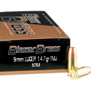 1000 Rounds of 9mm Ammo by Blazer Brass – 147gr FMJ