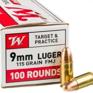 100 Rounds of 9mm Ammo by Winchester – 115gr FMJ