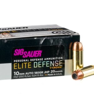20 Rounds of 10mm Ammo by SIG Sauer V-Crown – 180gr JHP