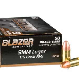 1000 Rounds of 9mm Ammo by Blazer Brass – 115gr FMJ
