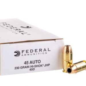 50 Rounds of .45 ACP Ammo by Federal Classic – 230gr JHP Hi-Shok