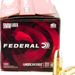 100 Rounds of 9mm Ammo by Federal American Eagle – 124gr FMJ